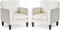 DUMOS Modern Accent Chairs for Living Room Set of 2 Corner Chairs for Adults Reading Chair with Armrest and Backrest Comfy Lounge Chairs for Bedroom Waiting Room and Reception RoomCream White