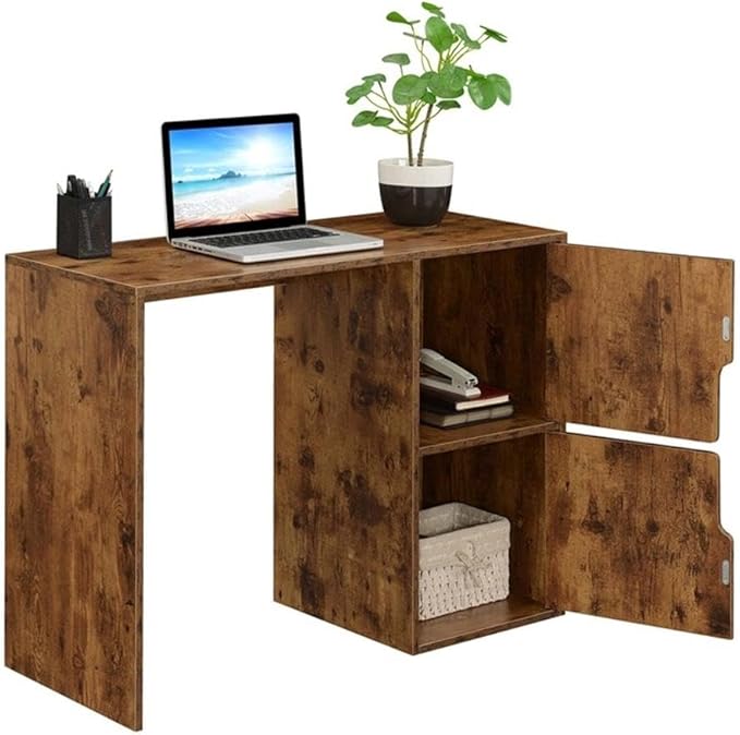 UrbanPro Student Desk with Storage Cabinets 40.25 x 15.75 x 29.5 in Particleboard and Melamine Veneer Nutmeg Wood Grain Finish Contemporary Home Office Desk with Concealed Storage