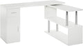 Rotating Computer Desk 55 L Shaped Desk Corner Desk with Storage Shelves Cabinet and Drawer for Home Office White