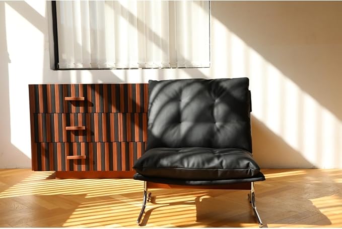 Leather Armchair Modern Accent Chair High Back Living Room Chairs with Metal Legs and Soft Padded Sofa Chairs for Home OfficeBedroomDining Room (Black)