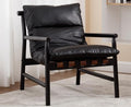 Kmax Modern Sling Accent Chair Upholstered PU Leather Living Room Chair Comfy Lounge Chair Solid Wood Frame Arm Chair for Bedroom Reading Room Black