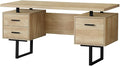 Computer Desk Home Office Laptop Left Right Set up Storage Drawers 60 l Work Natural Laminate Black Metal Contemporary Modern