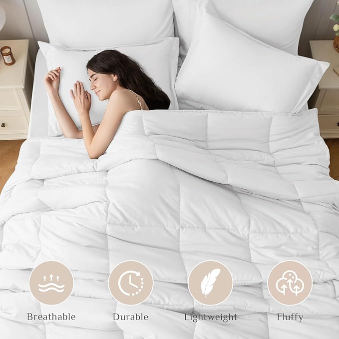 JOLLYVOGUE Full Comforter Set Ultra-Soft Bed in a Bag Full Size 7 Pieces Oeko-TEX Certified Bedding Set with Down Alternative Comforter Sheets Pillowcases &amp Shams White