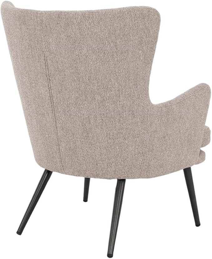 Pemberly Row Accent Chair 28 Wide Cappuccino Fabric Gray Legs Kiln-Dried Hardwood Frame Vertical Channel Tufting Tall Tapered Design Mid-Century Modern Style Living Room or Family Room