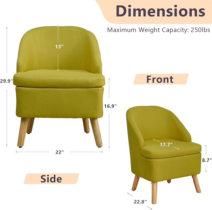 SIMPLEOPULENCE Accent Barrel Chair for Living Room Modern Fabric Upholstered Club Chair with Curved-Back and Solid Wood Legs Comfy Armchair Single Sofa for Bedroom Reading Room Guestroom(Green)