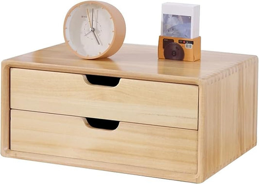 Multi-Layer Drawer Storage Box Solid Wood Flat File Cabinet A4 Treatment Storage Cabinet For Home Desktop Office(Color:ASize:2 drawer)