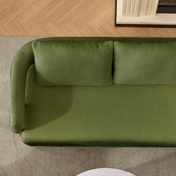 51 Comfy Loveset Sofa Green Small Teddy Love Seat Sofa Bedroom Mini Couch Living Room Side Chair with Gold Metal Legs for Dressing Area Reception Room Office (Green)