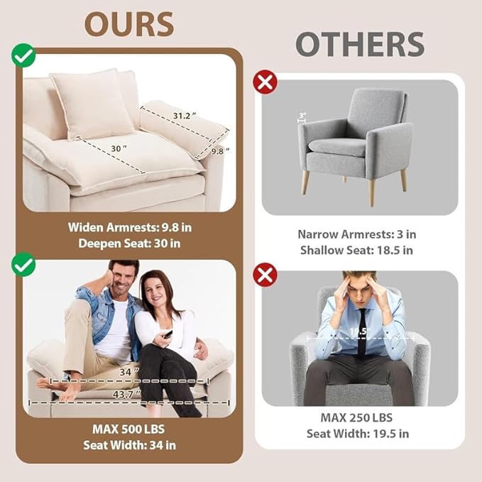 120 Sectional Sofa L-Shape Chenille Fabric with Pillows and Cushion3 Seat Modern Sofa Couch for Living Room Bedroom with 1 OttomanBeige