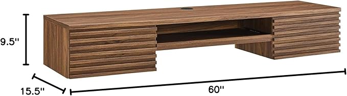 Modway Render Mid-Century Modern Wall Mount Office Desk Walnut