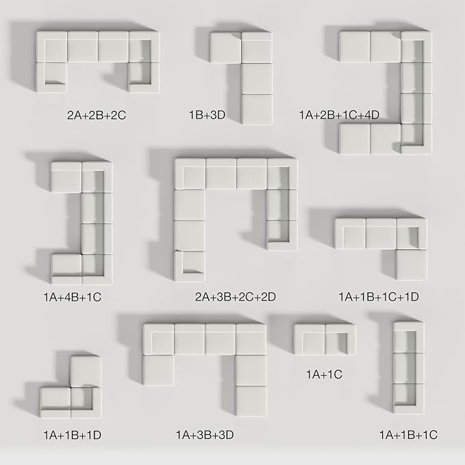 Novilla Modular Sectional Sofa Modern Cloud Sectional Couch with Smarts Coil® Support Upholstered Boneless Couch for Living Room Apartments Bedroom No Assembly Required Beige (Ottoman)