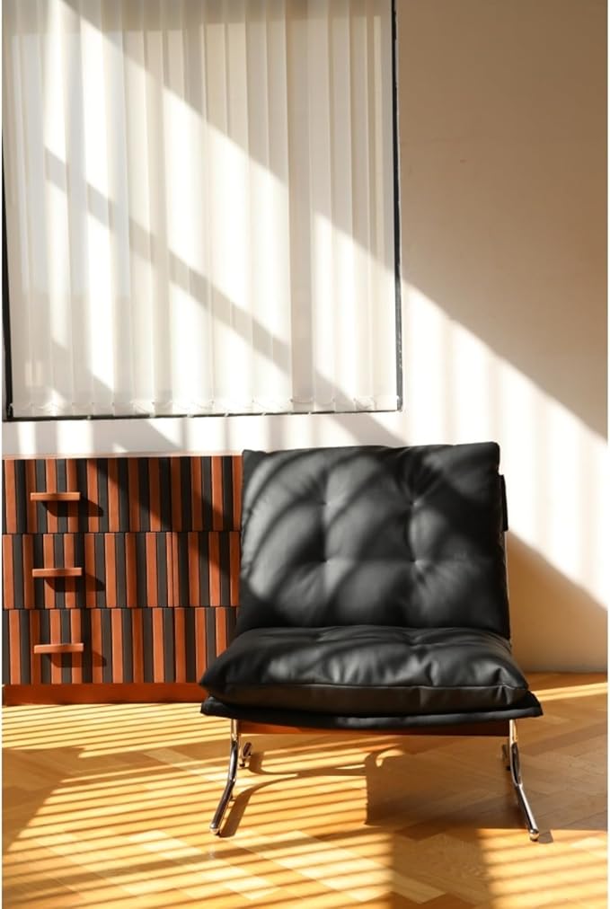 Leather Armchair Modern Accent Chair High Back Living Room Chairs with Metal Legs and Soft Padded Sofa Chairs for Home OfficeBedroomDining Room (Black)