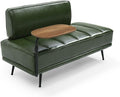 55 Modern Faux Leather Loveseat with 360° Swivel Side Table Mid-Century Tufted 2-Seater Sofa Bench for Living Room Entryway with Metal Legs and Backrest