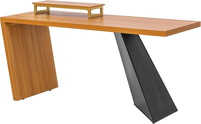 63 Modern Executive DeskRustic Industrial Wooden Writing DeskStudy Desk with Monitor StandRectangular Computer Desk for Home OfficeLiving RoomTeak