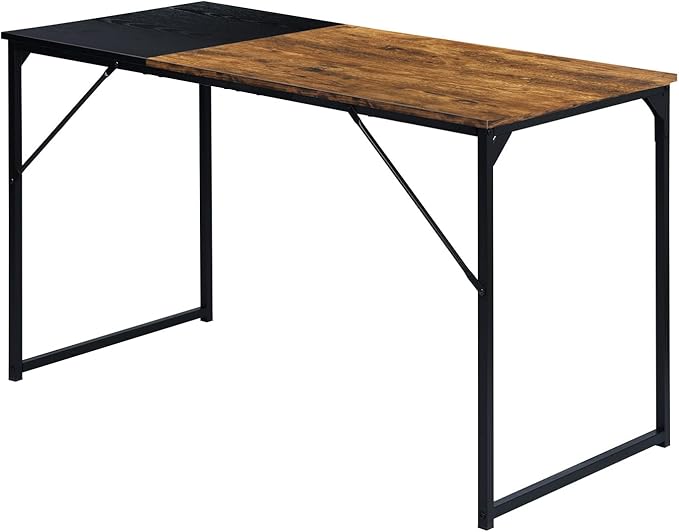 Homy Casa Industrial Computer Desk 39.4 Writing Table with Vintage Black Top Black Metal Frame Modern Home Office Workstation