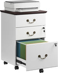 DEVAISE File Cabinet 3-Drawer Small Office Furniture with Lock Rolling Under Desk Filing Cabinet for Home Office White