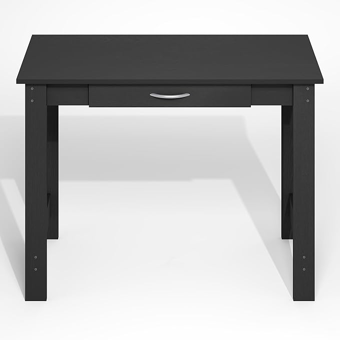 Furinno Jaya Desk 39.2 Wide Computer Desk with H-Legs Office Desk with Drawer Writing Desk with Drawer for Home Office Study Room Dorm Darkwood