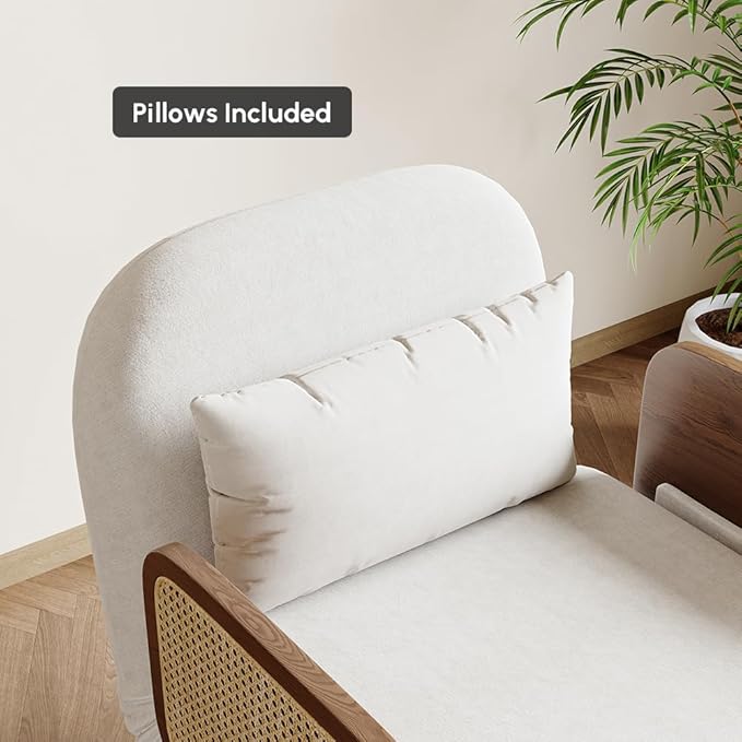 homary 28 Velvet Sleeper Sofa Bed Chair – Modern Convertible Futon with Adjustable Backrest Wooden Frame &amp Tray Japandi Design Small Space Sofa for Living Room or Apartment