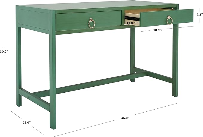 SAFAVIEH Home Collection Esther Turquoise 2-Drawer Desk