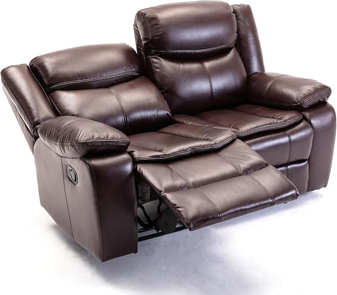 Familymill Breathable Leather Manual Reclining Loveseat for Living Room/Office/RV