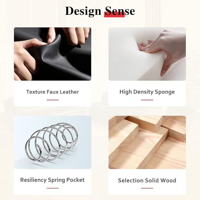 Living Room Furniture Set for Living Room Faux Leather Couch Sets Modern Couch for Apartment Home Office(LoveseatRed&ampBlack)