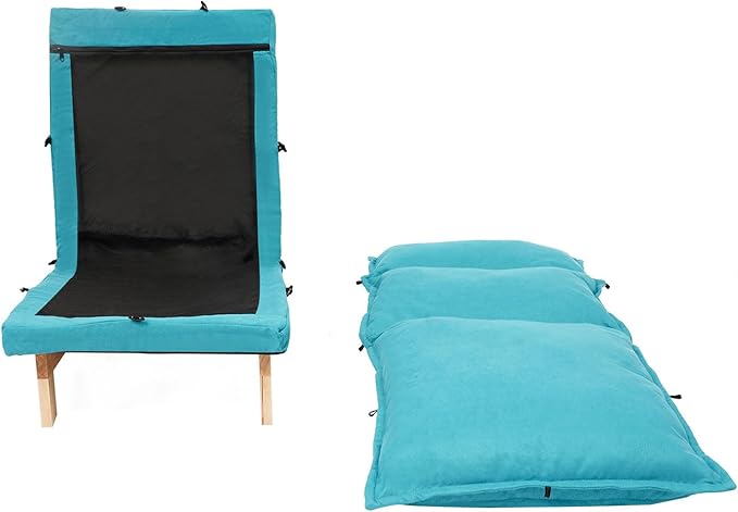 Modern Sofa Bed Chair with Ottoman 5-Position Adjustable Recliner Lounge - Accent Reading Chair for Bedroom Living Room Balcony - 330lbs Capacity (Blue)