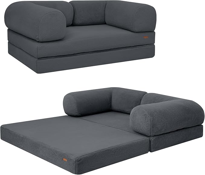 COMAX Convertible Folding Sofa Bed Foldable Chair Bed Floor Futon Couch with Back Support Comfy Corduroy Fold Out Mattress Sleeper for Living Room Bedroom