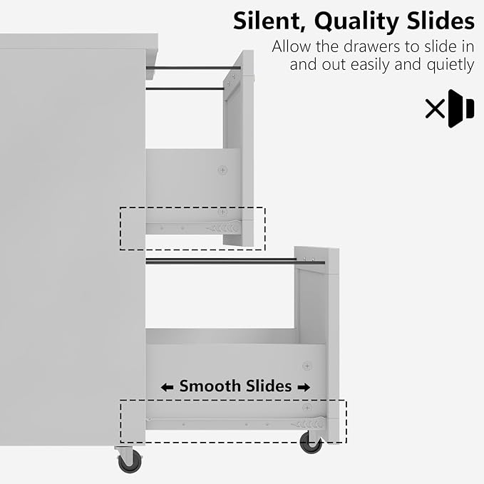 Vabches Farmhouse File Cabinet with 2 Drawers Modern White