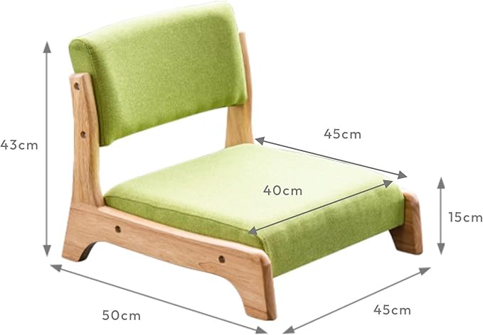 Damedai Japanese Floor Chair Tatami Zaisu Legless Chair Back Support Great for Reading Meditating Living Room Balcony (Grey with Leathaire)