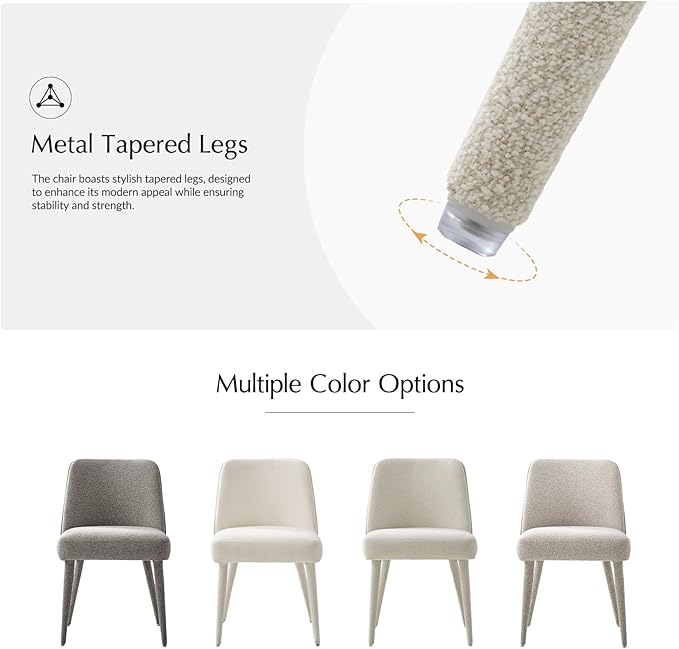 HULALA HOME Modern Dining Chairs Set of 4Linen Fully Chenille Upholstered Dining Room Chairs Set with Foot Peg Solid Wood Frame Armless Kitchen Accent Chairs for Living Room Bedroom Reception
