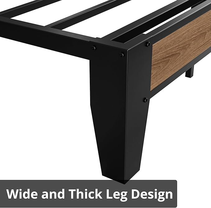 LIKIMIO Full Bed Frames Storage Headboard with Charging Station Solid and Stable Noise Free No Box Spring Needed Easy Assembly Wood and Cream