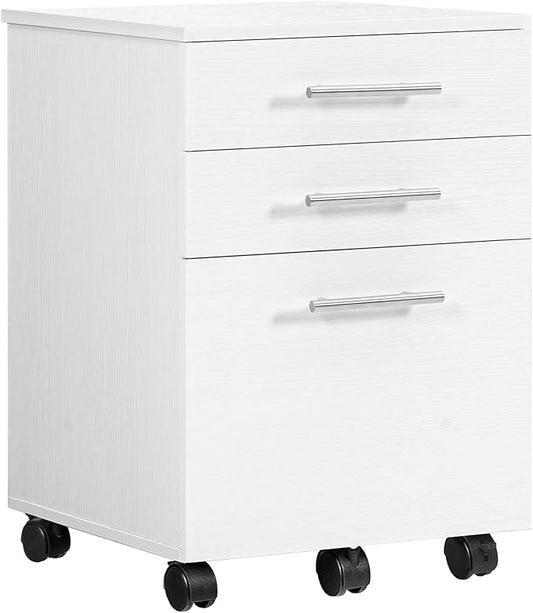 HOOBRO 3-Drawer File Cabinet Wooden Under Desk Filing Cabinet fits A4/Letter Size for Home Office Small Rolling Storage Drawer Chest Printer Stand with Drawers White WW02WJ01G1