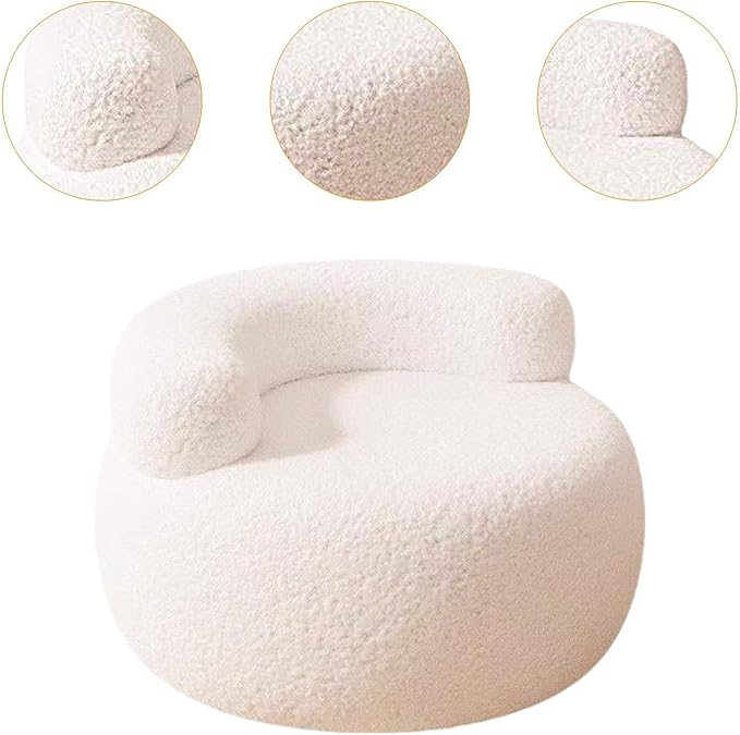 Footstool Lazy Sofa Mordern Seat Furniture Accent Chair Ottoman Floor Sofa for Living Room Office Entryway Playroom Bedroom White