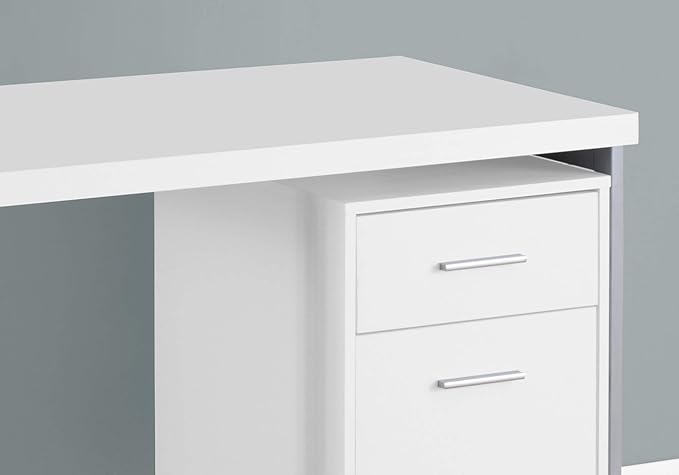 Computer Desk Home Office Laptop Left Right Set-up Storage Drawers 48 l Work White Laminate Grey Metal Contemporary Modern