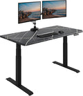 Vari ComfortEdge 60x30 Inch Adjustable Electric Standing Desk – Limited Edition Sit Stand VariDesk with Memory Presets &amp Sloped Front Edge + Tool-Free Assembly (Black Marble/Black Legs)