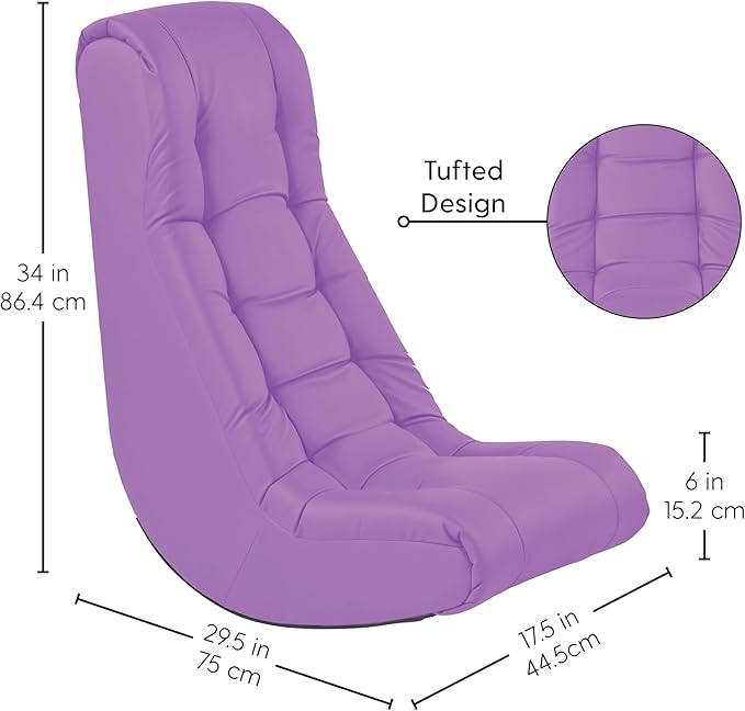 Factory Direct Partners Soft Tufted Floor Rocker - Cushioned Ground Chair for Kids Teens and Adults - Great for Reading Gaming Meditating TV - Lavender 10488-LV