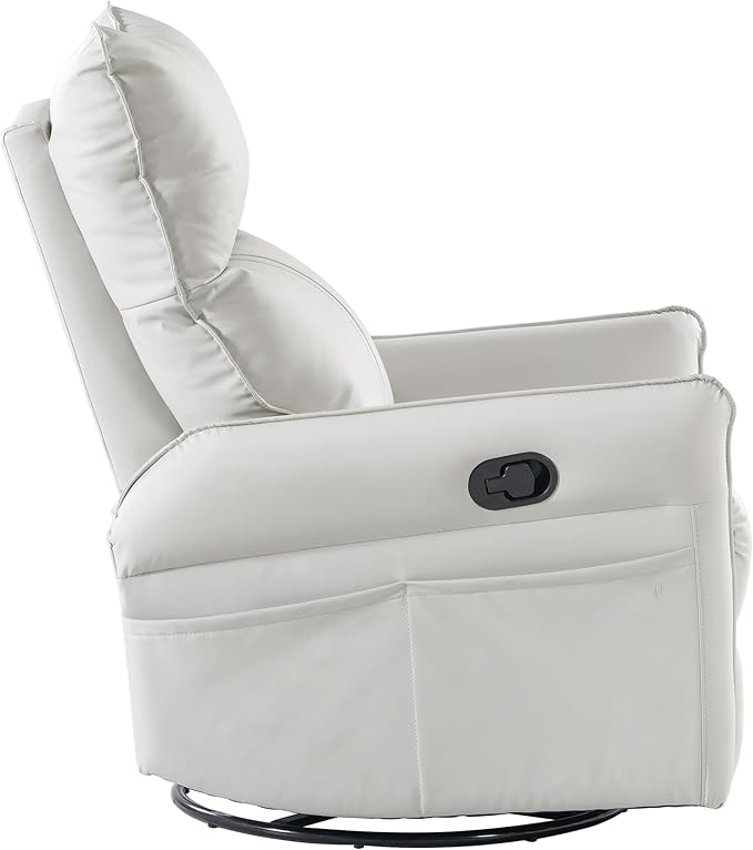 270° Power Swivel Rocker Recliner Chair for Adults – Electric Reclining Small Sofa Chair with Smooth Rocking &amp Rotation Comfortable Single Recliner for Living Room Bedroom (Light Gray+PU)