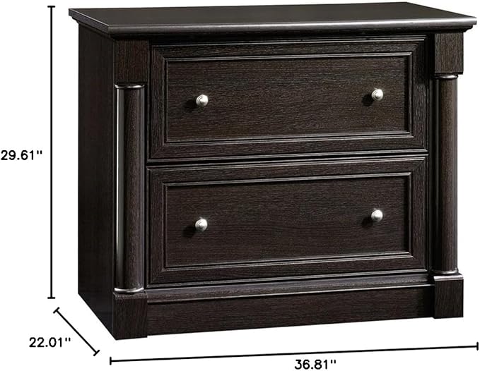 Pemberly Row 2-Drawer Lateral File Cabinet Engineered Wood Wind Oak Finish 36.8 W x 22 D x 29.7 H Full Extension Slides Patented Safety Mechanism Office Storage Furniture for Documents
