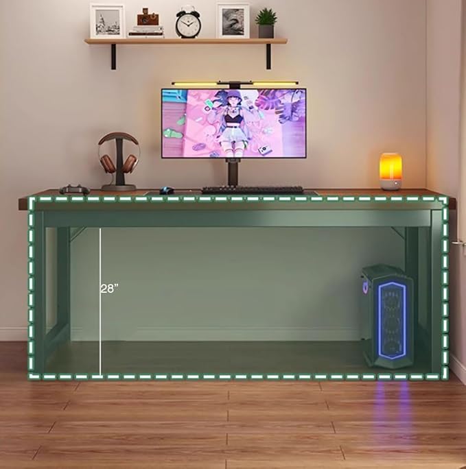 32/40/47” Heavy Duty Computer Desk Home Office Desk Metal Frame Study Writing Work Desk PC Laptop Table Easy Assembly(32in(80cm) Wood Color)