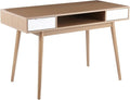 LumiSource Pebble Double Desk Home Office Desk Computer Desk with Drawers Natural Wood Desk White Desk Small Desk for Bedroom Gaming Desk Contemporary Desk