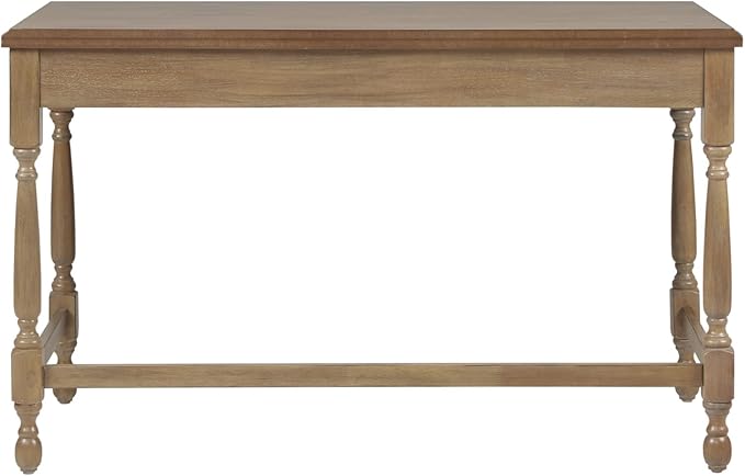 Martha Stewart Tabitha Solid Wood Writing Table with Metal Glides Drawer for Storage Living Room Furniture Home Office Small Computer Desk Turned Legs 47.5 W x 23 D x 29 H Natural