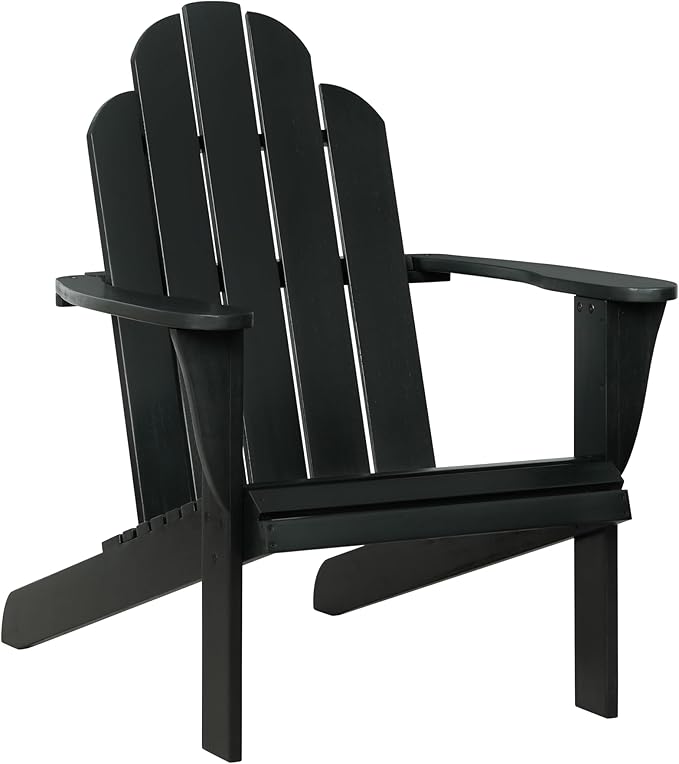 Linon Jayce Black Solid Wood Adirondack Two Piece Chair and Side Table Set