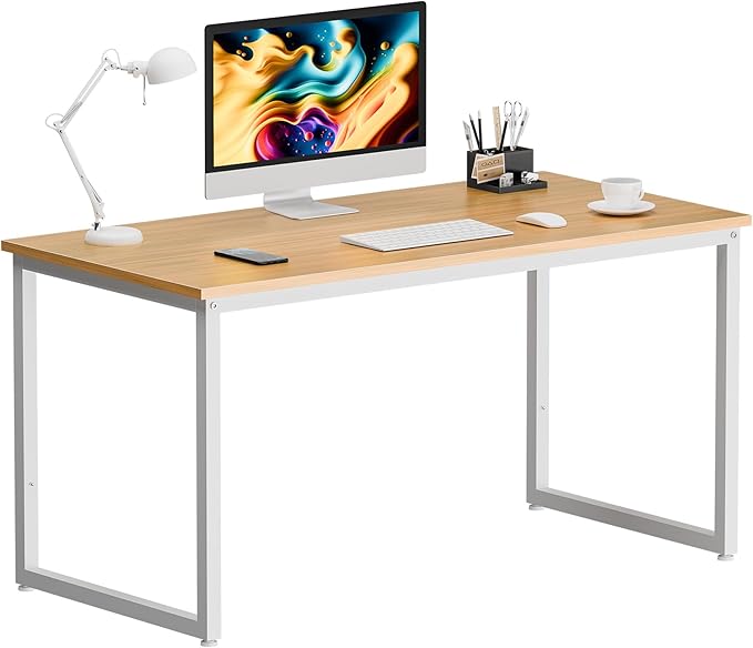 ZenStyle Computer Desk 47 Large Office Desk Computer Table Laptop PC Simple Study Writing Desk for Home Office Light Brown