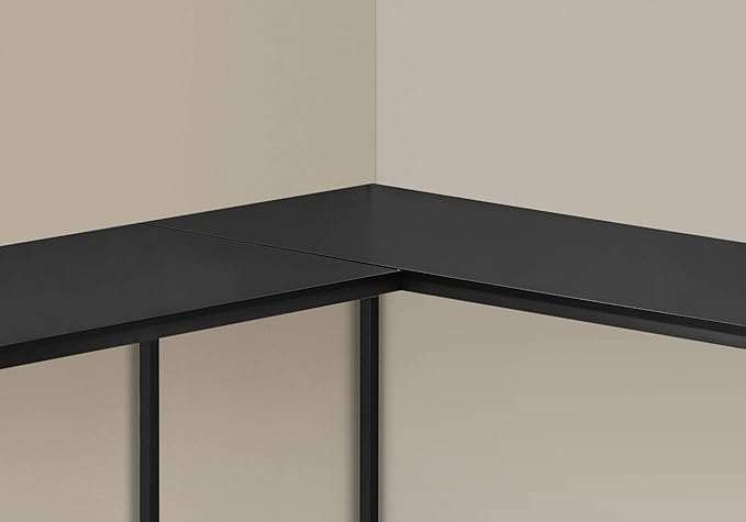 Computer Desk Home Office Corner 58 l L Shape Work Laptop Black Laminate Black Metal Contemporary Modern