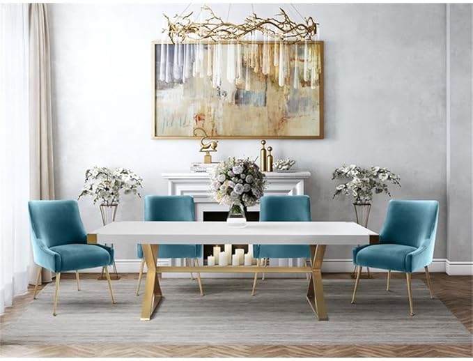 Tov Furniture Beatrix Velvet Dining Side Chair (Sea Blue)