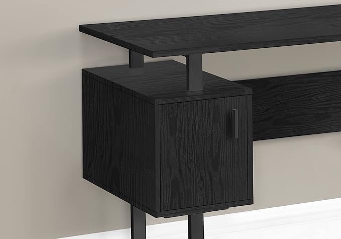 Computer Desk Home Office Laptop Storage 48 l Work Black Laminate Black Metal Contemporary Modern