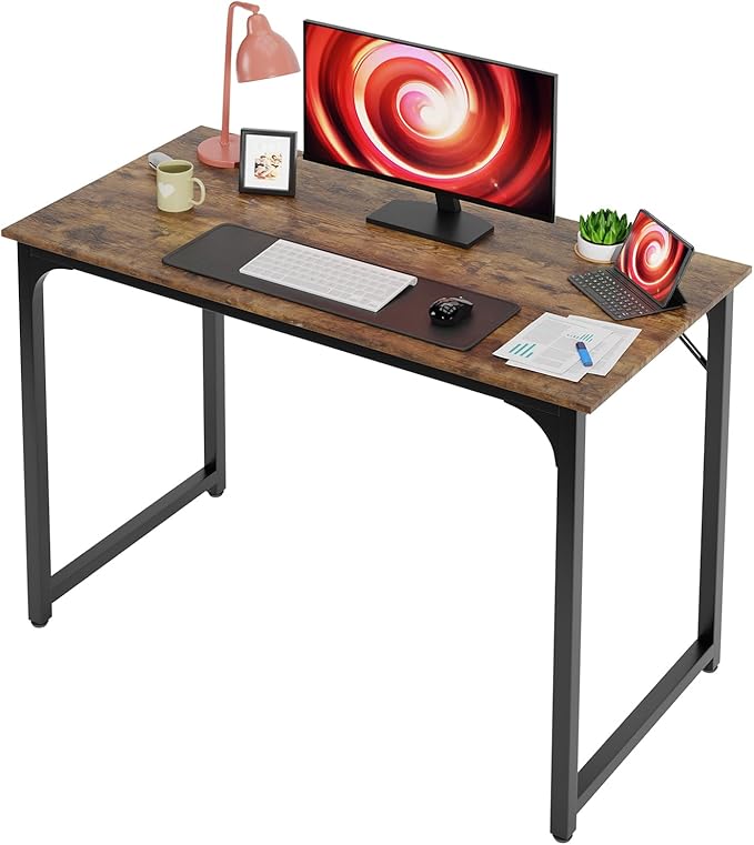 BestOffice Sturdy Desk Computer Desk Home Office Desk Small Desk Multi-Function Writing Table Student Art Modren Simple Style PC Wood and Metal Desk Workstation (39 inch Vintage)