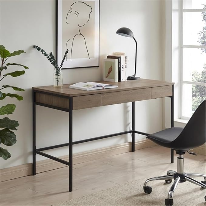 Evans 47.75'' Wide Rectangular Writing Desk in Antiqued Gray Oak