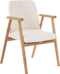 Accent Chair Mid Century Modern Armchair Comfy Reading Chair with Soft Seat &amp Solid Wood Legs for Living Room Office Bedroom Vanity (White)
