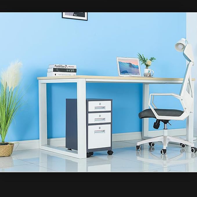 Office Tin File Cabinet Short Cabinet Under The Desk Three Drawer Movable Cabinet with Lock Storage Storage Cabinet (Color : A)