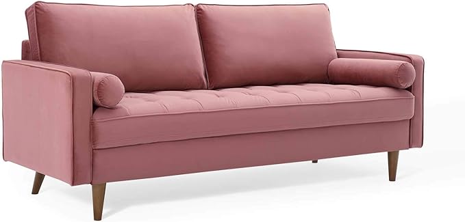Modway EEI-3764-DUS Valour Performance Velvet Sofa Dusty Rose